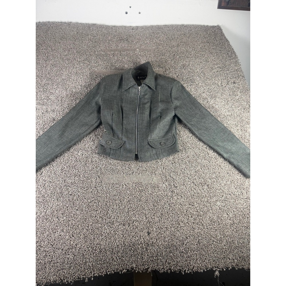 Vintage All That Jazz Zip Front Jacket Women's Gray Structured Blazer Y2K - 5/6